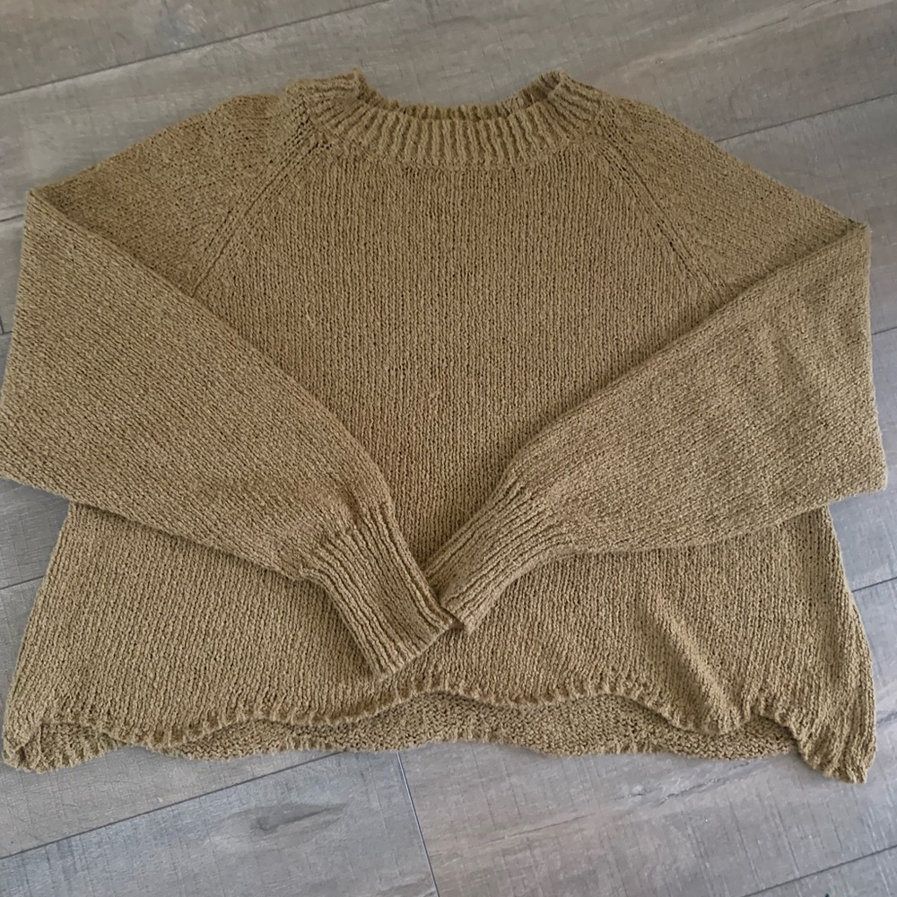 Cotton Emporium beige brown knit sweater crewneck